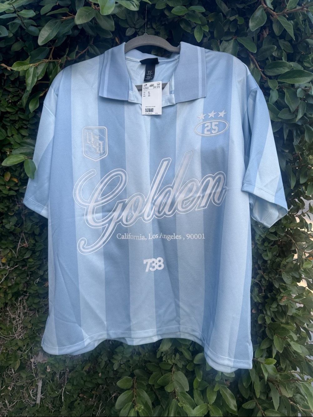 H&M Light Blue Collared Soccer-Style Jersey